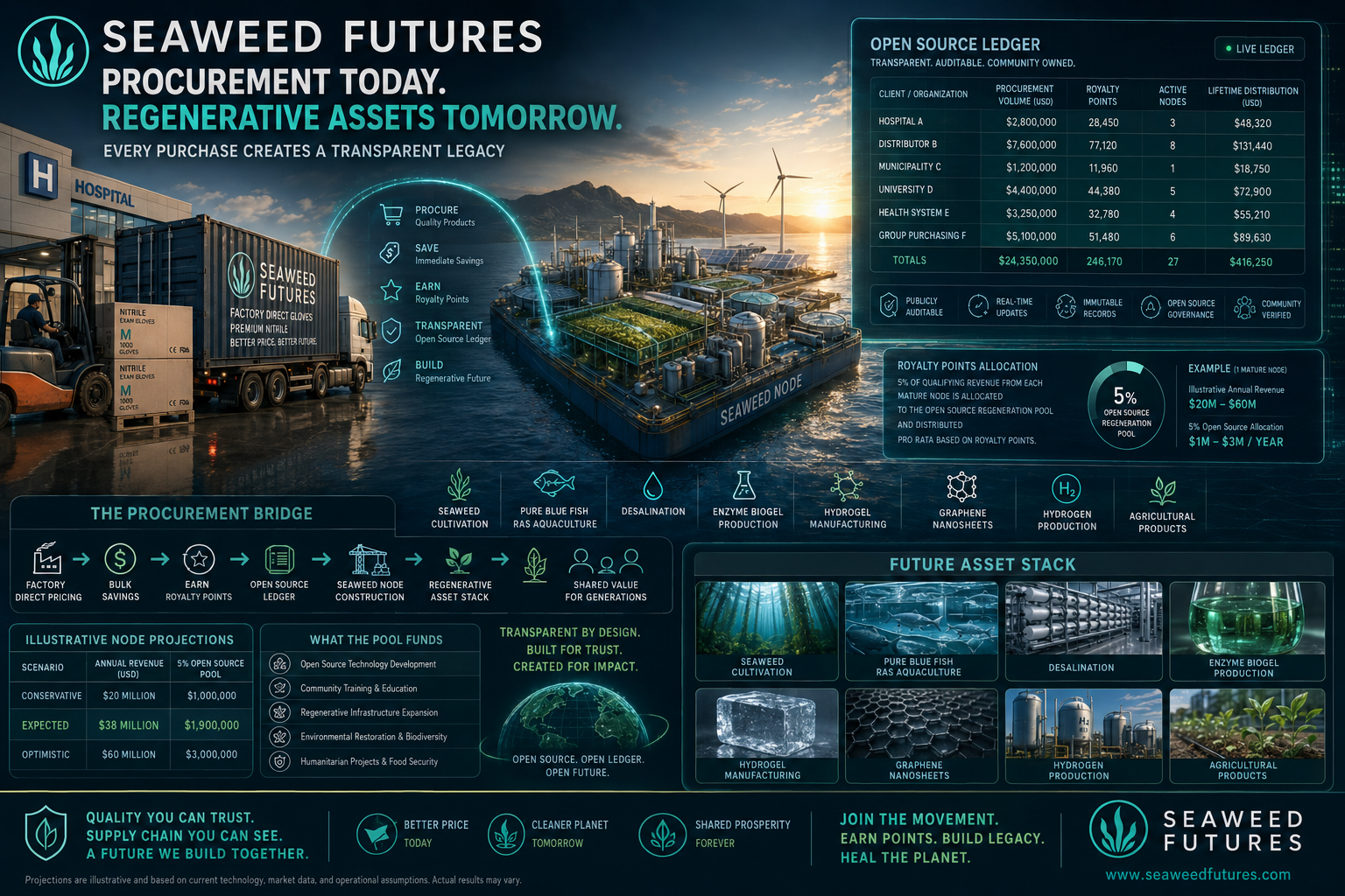 Seaweed Futures procurement and regenerative asset system